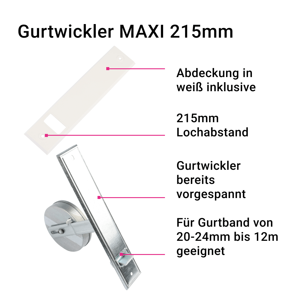 Gurtwickler MAXI 12m | Gurtwickler in Sondergröße mit Lochabstand 215mm bis 12m Gurtlänge