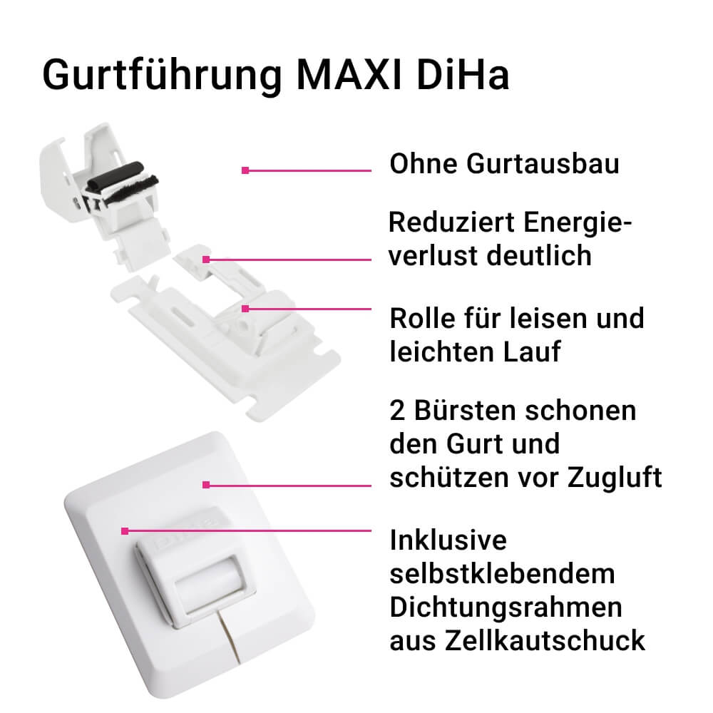 Gurtführung DiHa ESM MAXI (OHNE Gurtausbau) | für 20-24mm breites Gurtband mit Bürsten & Rolle
