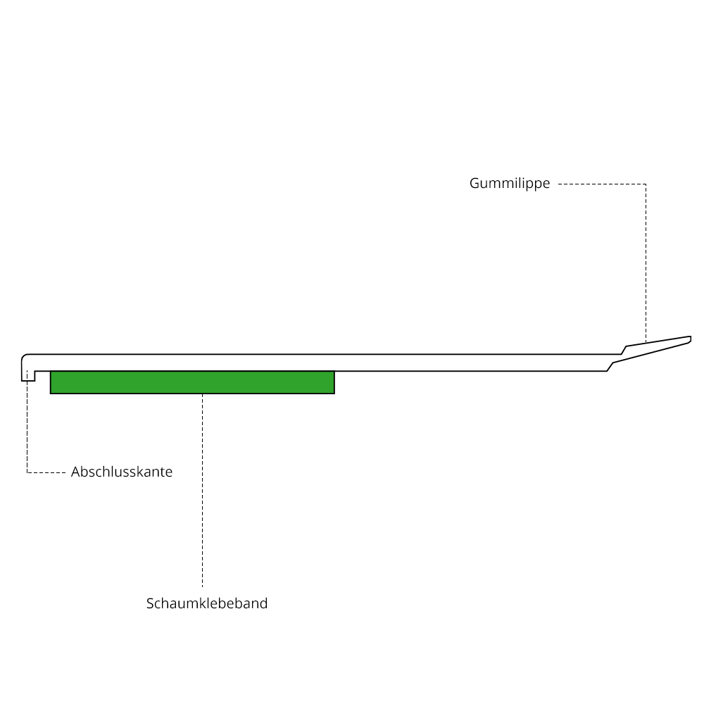 Flachleisten PVC mit Lippe und selbstklebendem Schaumklebeband