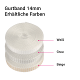 Gurtband mini | 14mm breiter Gurt als 6m oder 50m Rolle in gngigen Farben