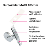 Gurtwickler MAXI bis 16m |  MEGA Gurtwickler bis 16m Gurtaufnahme mit Lochabstand 185mm