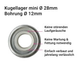 Kugellager mini | aus Metall mit 28mm Durchmesser und Bohrung 10mm oder 12mm