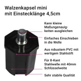 Walzenkapsel mini | aus PVC fr 40mm 8-Kant Stahlwellen geeignet, Stahlstift  9,8mm