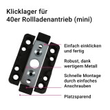 Klicklager mini | platzsparender Einbau eines 40er Rohrmotors im Rollladenkasten