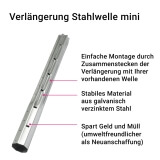 Verlngerung Stahlwelle mini | fr eine 8-Kant Welle mit 40mm Ergnzungsstck zum Einschieben