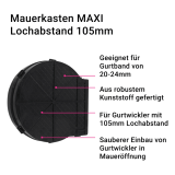 Mauerkasten MAXI | fr Einlasswickler mit verschiedenen Lochabstnden aus stabilen PVC