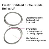 Ersatzseil fr Seilwinde | Rollex UP Drahtseil in verschiedenen Ausfhrungen 2,5mm oder 3mm, Lnge je 7m