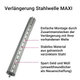 Verlngerung Welle MAXI | fr eine 8-Kant Stahlwelle mit 60mm Ergnzungsstck zum Einschieben