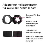 Adapter | Umrstung MAXI Motore auf 50mm & 70mm 8-Kant Welle und 65mm Rundwelle