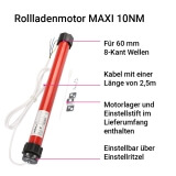 Rollladenmotore MAXI | Antrieb fr 8-Kant Welle mit Zugkraft 20kg bis 100kg