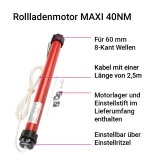 Rollladenmotore MAXI | Antrieb fr 8-Kant Welle mit Zugkraft 20kg bis 100kg