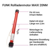 FUNK Rollladenmotor MAXI | Rohrmotor in verschiedenen Ausfhrungen mit Zugkraft bis zu 80kg