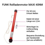 FUNK Rollladenmotor MAXI | Rohrmotor in verschiedenen Ausfhrungen mit Zugkraft bis zu 80kg