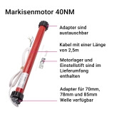 Markisenmotor | 40NM Zugkraft fr Markise bis zu 8m Ausfall und 2 Gelenkarme