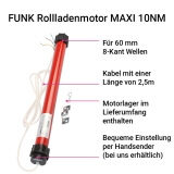 FUNK Rollladenmotor MAXI 10NM | Rohrmotor Ausfhrung FUNK mit Zugkraft bis 20kg