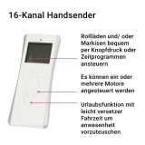 FUNK Handsender 16-Kanal | vielseitige Ansteuerung fr FUNK Rollladenmotore und/oder Markisenantriebe