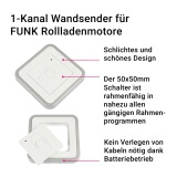 FUNK Wandsender | 1-Kanal Wandsender fr FUNK Rollladenmotore und/oder Markisenantriebe