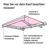 FUNK Markisenmotor | 40NM Zugkraft fr Markise bis zu 8m Ausfall und 2 Gelenkarme